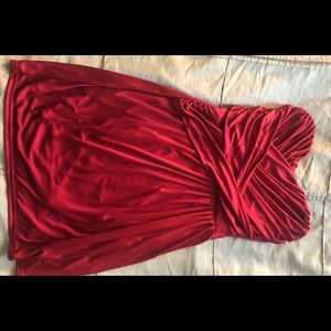 Red satin dress